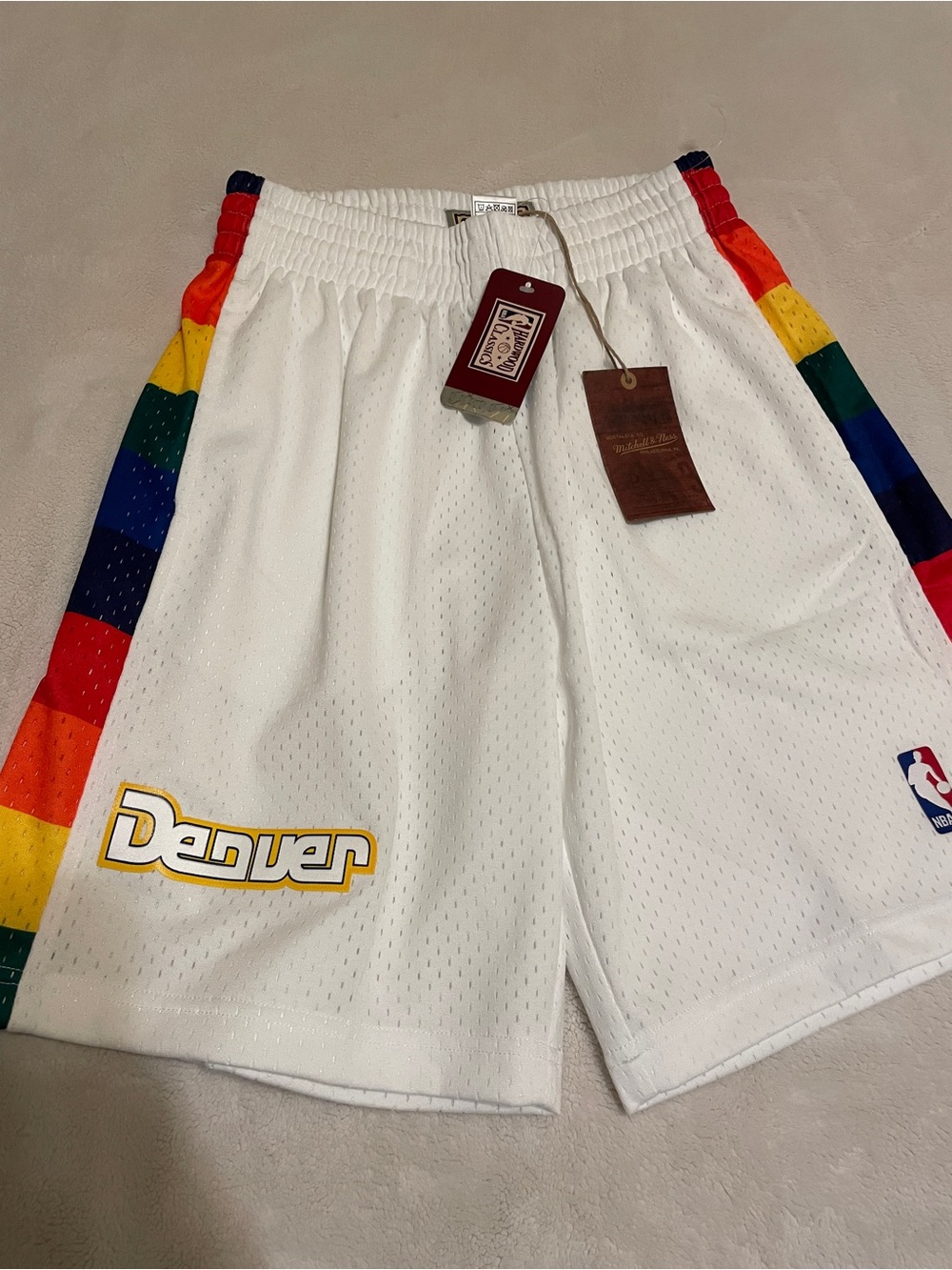 NWT Mitchell And Ness NBA Denver Nuggets Throwback Swingman Shorts Sz S and M